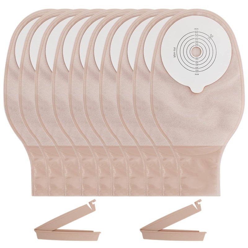 SUCONBE 25pcs Ostomy Bag with Clamp Closure colostomy Supplies One Piece Drainable Pouches for Ileostomy Stoma Care